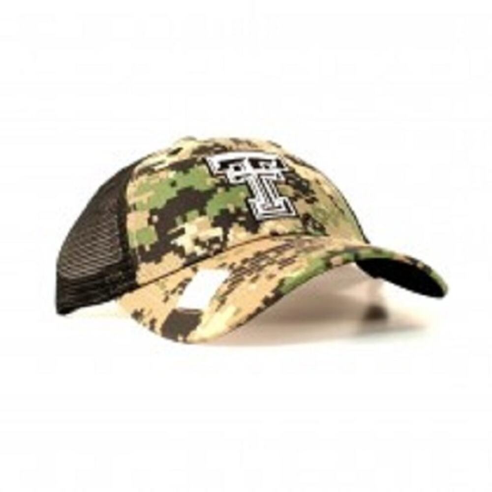 Texas Tech Red Raiders Hat NCAA Black Mesh Snapback Camo Logo Fast Shipping